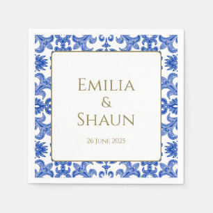 Guardanapo De Papel Casamento Azul e Branco Italiano Napkins