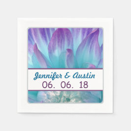 Guardanapo De Papel Casamento Azul e Púrpura Dahlia A09