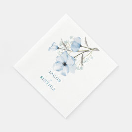 Guardanapo De Papel Casamento Azul Empoeirado Chic Elegante Moderno