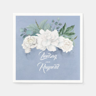 Guardanapo De Papel Casamento azul empoeirado floral