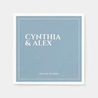 Guardanapo De Papel Casamento Azul Empoeirado Minimalista Elegante