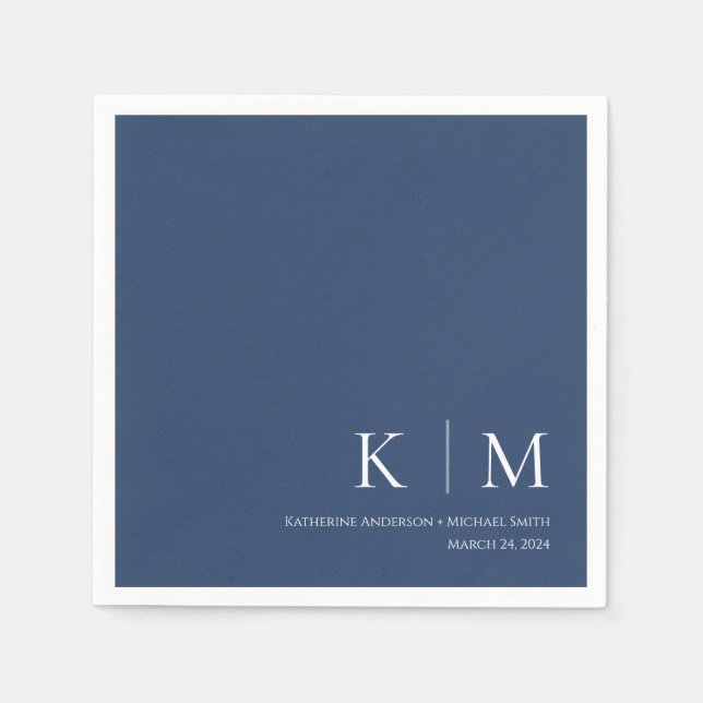 Guardanapo De Papel Casamento Azul Escuro e Branco- (Frente)