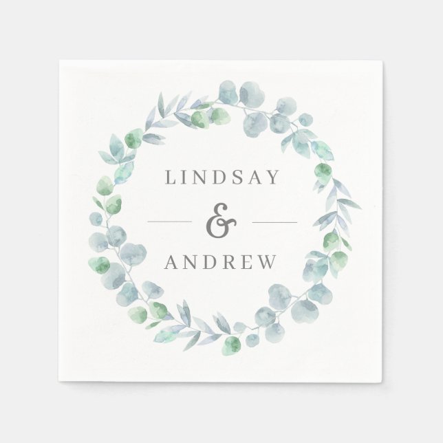 Guardanapo De Papel Casamento Azul Eucalyptus Dusty (Frente)