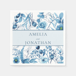 Guardanapo De Papel Casamento Azul Floral Elegante