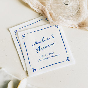 Guardanapo De Papel Casamento Azul Marinho Desenhado à Mão Caprichoso