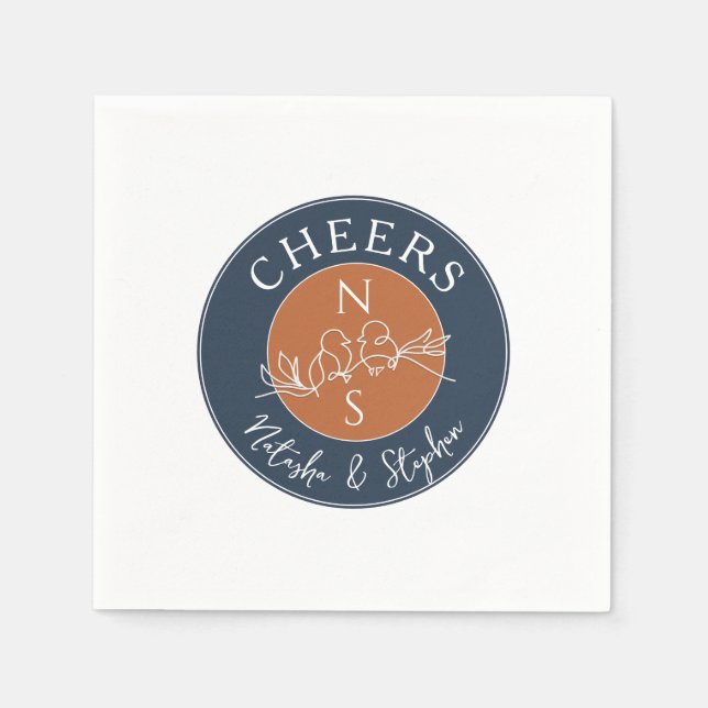 Guardanapo De Papel Casamento Azul Marinho Minimalista (Frente)