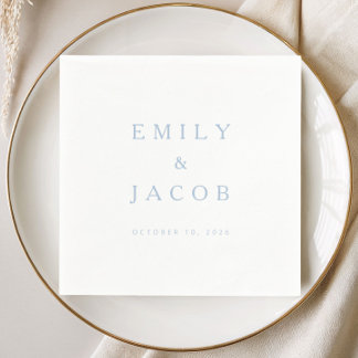 Guardanapo De Papel Casamento Azul Minimalista Elegante