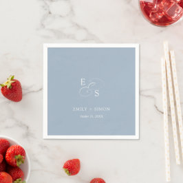 Guardanapo De Papel Casamento Azul Mínimo de Dusty Napkin