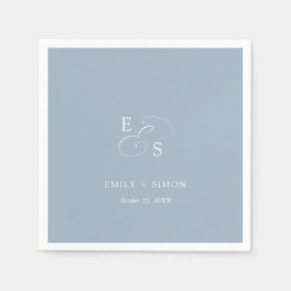 Guardanapo De Papel Casamento Azul Mínimo de Dusty Napkin