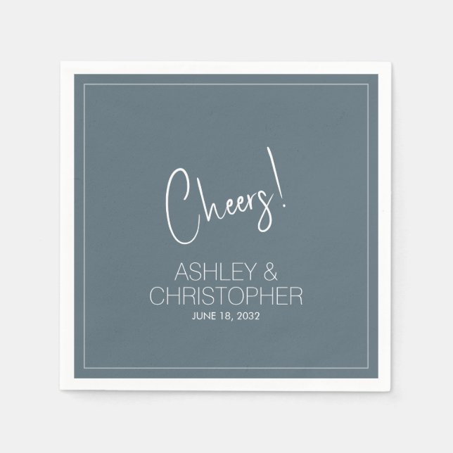 Guardanapo De Papel Casamento Azul Moderno Minimalista (Frente)