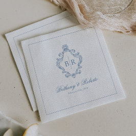 Guardanapo De Papel Casamento Azul Monograma Vintage