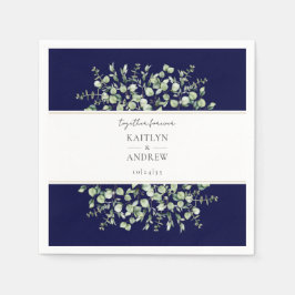 Guardanapo De Papel Casamento Azul Naval Eucalipto Juntos Para Sempre