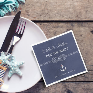 Guardanapo De Papel Casamento Azul Naval Náutico Amarrou o Nó