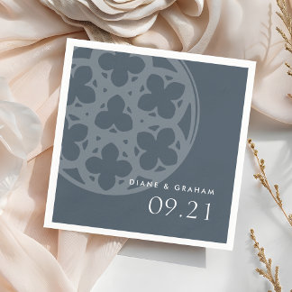Guardanapo De Papel Casamento Azul Orion Catedral Chic Clássico Elegan