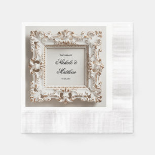 Guardanapo De Papel Casamento Barroco Elegante em Creme