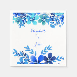 Guardanapo De Papel Casamento Blue & Aqua Floral Watercolor