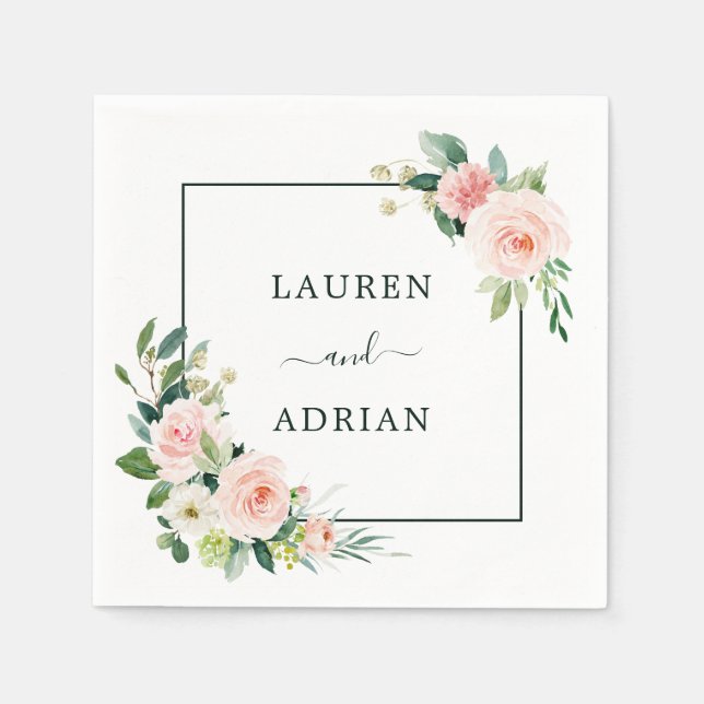 Guardanapo De Papel Casamento Blush Pink Bloom (Frente)