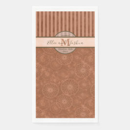 Guardanapo De Papel Casamento Boho Orange & Brown Geométrico Stripe