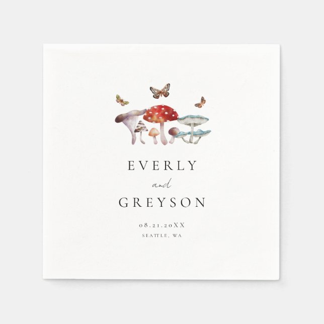 Guardanapo De Papel Casamento Boho & Rustic Mushroom (Frente)