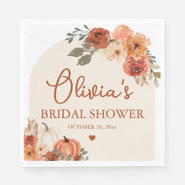 Guardanapo De Papel Casamento Boho Terracota de Abóbora Outono Chás de (Frente)