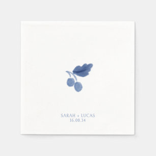 Guardanapo De Papel Casamento Botânico de Cor Azul e Branca