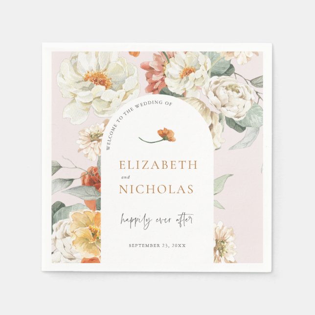 Guardanapo De Papel Casamento Botânico de Floral Boho (Frente)