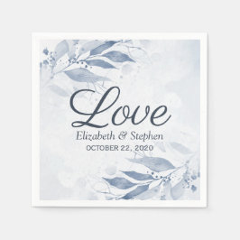 Guardanapo De Papel Casamento Botânico de Folhas de Água Azul