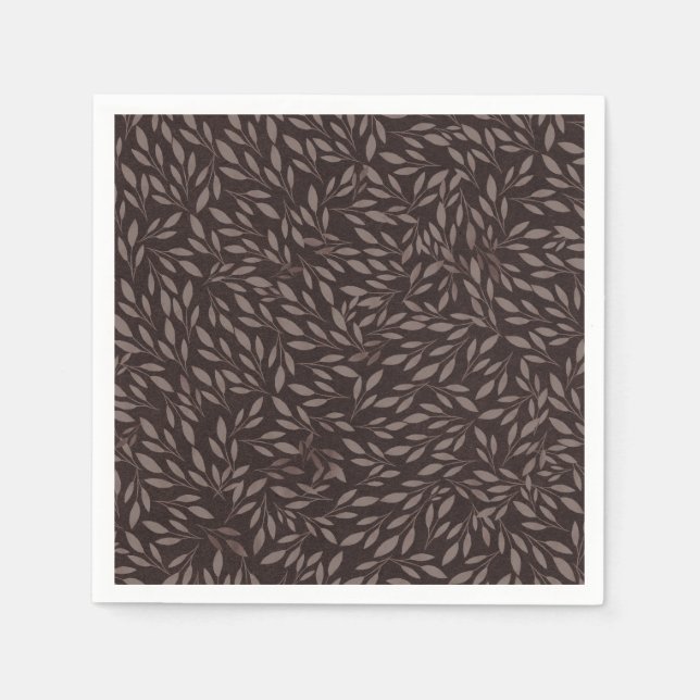 Guardanapo De Papel Casamento Botânico de Folhas Rosa-de-Chocolate (Frente)