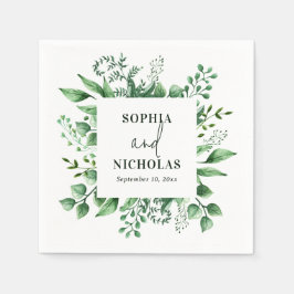 Guardanapo De Papel Casamento botânico de madeira com aquarela
