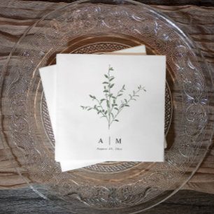 Guardanapo De Papel Casamento Botânico de Ramificação Simples Moderno