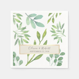 Guardanapo De Papel Casamento Botânico Dourado Verde Napkins