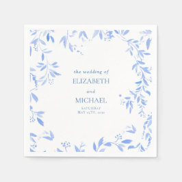 Guardanapo De Papel Casamento Botânico Floral Azul Elegante Francês