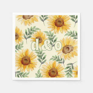Guardanapo De Papel Casamento Botânico Floral de Sunflower Eucalyptus