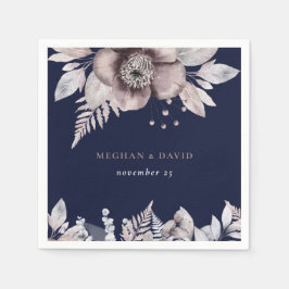 Guardanapo De Papel Casamento Botânico Floral Mauve Marinho Russo