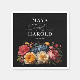 Guardanapo De Papel Casamento Botânico Preto-Moody