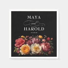 Guardanapo De Papel Casamento Botânico Preto-Moody