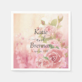 Guardanapo De Papel Casamento Botânico Rosa Blush