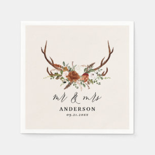 Guardanapo De Papel Casamento botânico russo Stag mr e mrs script