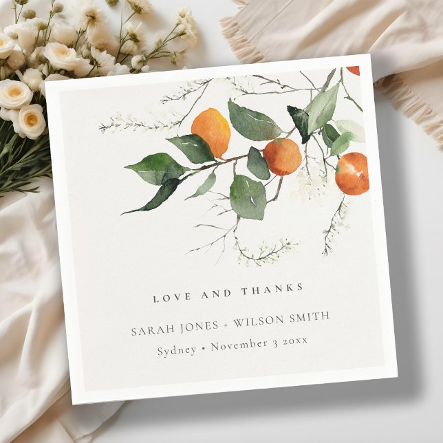 Guardanapo De Papel Casamento Botânico Rustic Boho Orange Blossom (Criador carregado)