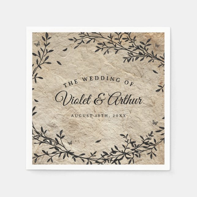 Guardanapo De Papel Casamento Botânico Vintage  (Frente)