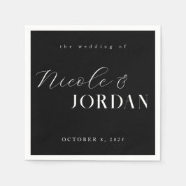 Guardanapo De Papel Casamento Branca e Preto Simples Moderno