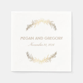 Guardanapo De Papel Casamento Branco Dourado Laurel Elegant