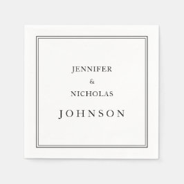 Guardanapo De Papel Casamento Branco E Preto Clássico Elegante