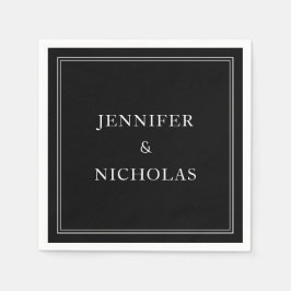 Guardanapo De Papel Casamento Branco E Preto Clássico Elegante