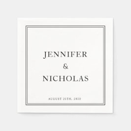 Guardanapo De Papel Casamento Branco E Preto Formal Clássico