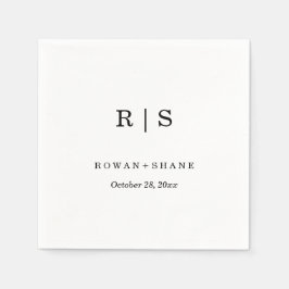 Guardanapo De Papel Casamento Branco Elegante Nápoles com Monograma Ne