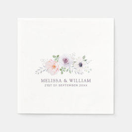 Guardanapo De Papel Casamento Branco Floral Rosa Anemone Lilac