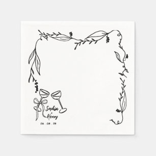 Guardanapo De Papel Casamento branco italiano de Hand Drawn