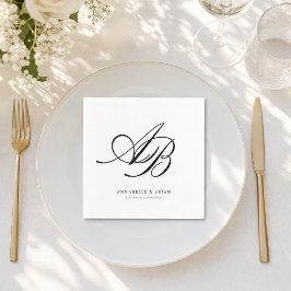 Guardanapo De Papel Casamento Branco Monograma Elegante