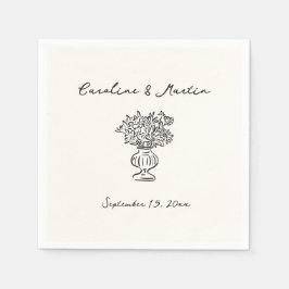 Guardanapo De Papel Casamento branco, puxado à mão